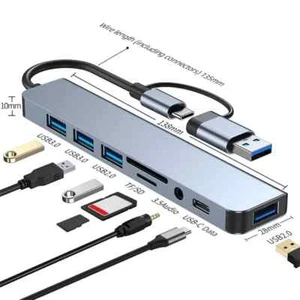 8-IN-1 Adapter MacBook USB-C Hub Apple USB 3.0 Samsung Micro SD Kartenleser - Bild 1 von 18