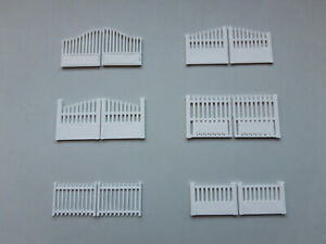 Lot de 6 portails barrières blancs clôture HO décor train diorama 