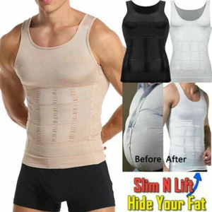 Men's Body Shaper Cooling Vest Abdomen Compression Control Fitness Shaping Tops - Picture 1 of 24