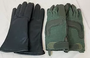 US Army Combat Gloves Foliage Green Sz. Small & Black Leather Army Gloves 1308A5 - Picture 1 of 10