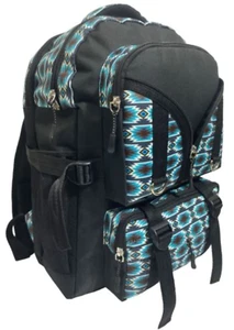 Nuovo! ZAINO SHOWMAN STAMPA AZTECA BLU con cerniera e tasche laterali spalline - Foto 1 di 4