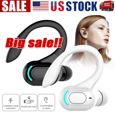 New Bluetooth 5.1 Headset Wireless Earbuds Earphones Stereo Headphones Ear Hook - Image 1 of 4