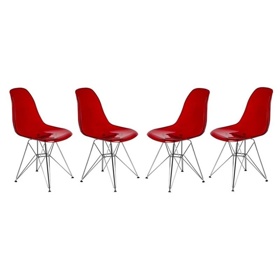LeisureMod Cresco Molded Eiffel Set of 4 Side Chair CR19TR4