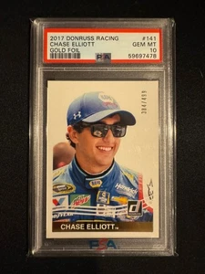 2017 Donruss Racing #141 Chase Elliott Gold Foil /499 PSA 10 POP 1 Hendrick - Bild 1 von 2