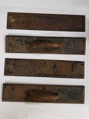 Manijas de puerta de hierro fundido grandes de hierro fundido antiguas industriales de colección Foto 1 de 4