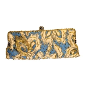 Vintage Handtasche Pailletten Blau Hand Made In Hong Kong - Bild 1 von 13