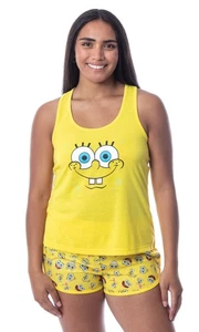 Nickelodeon SpongeBob Schwammkopf Damen Gesichter Tank Pyjama kurz Set - Bild 1 von 4