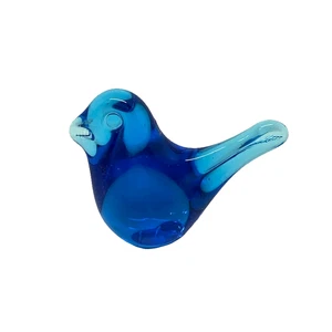 Vintage Blue Bird of Happiness Long Tail Blown Art Glass Figurine - Picture 1 of 12