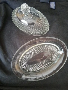 Vintage Cut Glass Butter Dish 9 Inches By 6 Inches In Perfect Condition - Picture 1 of 4