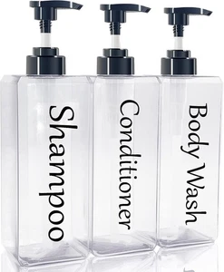 Dispenser shampoo e balsamo (trasparente, set da 3, 27 oz) - 001 - trasparente  - Foto 1 di 9