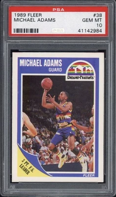 1989 Fleer Michael Adams #38 PSA 10 GEM MT Denver Nuggets - Image 1 of 2