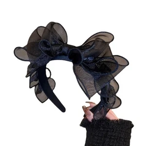 Trendy Bow Headband Black Mesh Headband Casual Fashion Accessory For Daily Use - Picture 1 of 7
