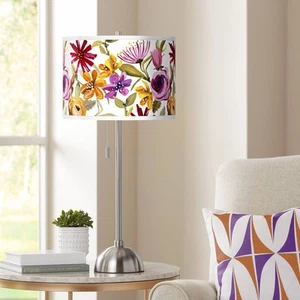 Giclee Glow 28" Bountiful Blooms Brushed Nickel Modern Table Lamp - Picture 1 of 5