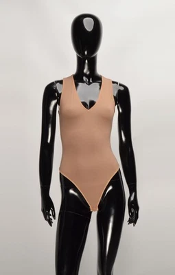 Body Vintage Donna Karan Nueva York Años 90 Coquette Bronceado Cuello en V Talla S Foto 1 de 4