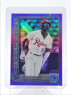 SEBASTIAN WALCOTT 2025 TOPPS PRO DEBUT PURPLE FOIL ROUGHRIDERS /299 Q0667 - Image 1 of 2