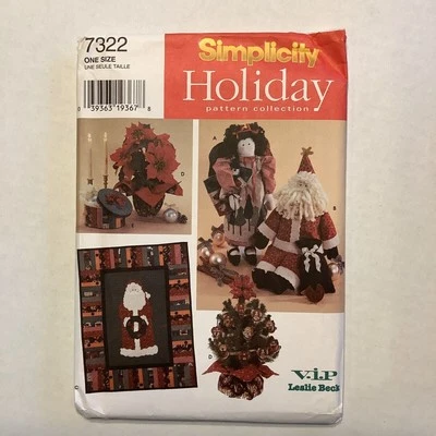 Simplicity 7322 Sewing Pattern Plush Santa Angel Santa Wall Hanging Quilt UNCUT - Image 1 of 4