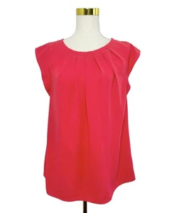 KATIES Women's Coral Pink Bright Lightweight Round Neck Cap Sleeve Top Size 12 - Picture 1 of 8