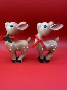 Retro Rentier Weihnachtsfiguren Vintage Deko 2er Set - Bild 1 von 7