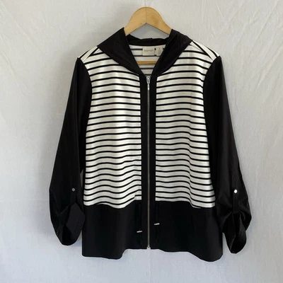 Chaqueta CHICO'S ZENERGY Talla 3 US XL Cremallera Completa Cordón Cintura Caída Negra Cruda Foto 1 de 4