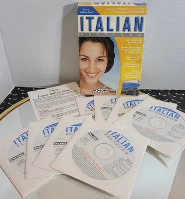 Encore Software," "Learn Italian Now! Platinum," "8 CD-ROMs," and the condition - Image 1 of 4