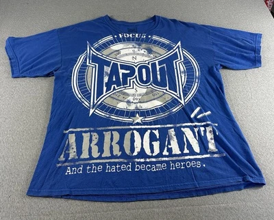 VTG Y2K Tapout T Shirt Mens XL Blue American Arrogant Cyber Grunge MMA Graphic - Image 1 of 4