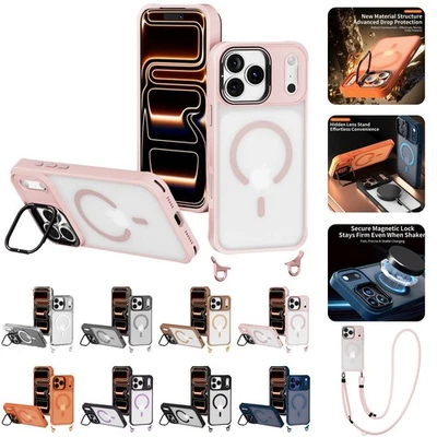 Crossbody Strap Hybrid Shockproof Clear Case For iPhone 17 Pro Max 16 15 14 13 - Image 1 of 4