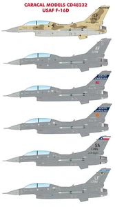 Caracal 1/48 decal CD48232- US Air Force F-16D Viper for Kinetic or HSG - Picture 1 of 3