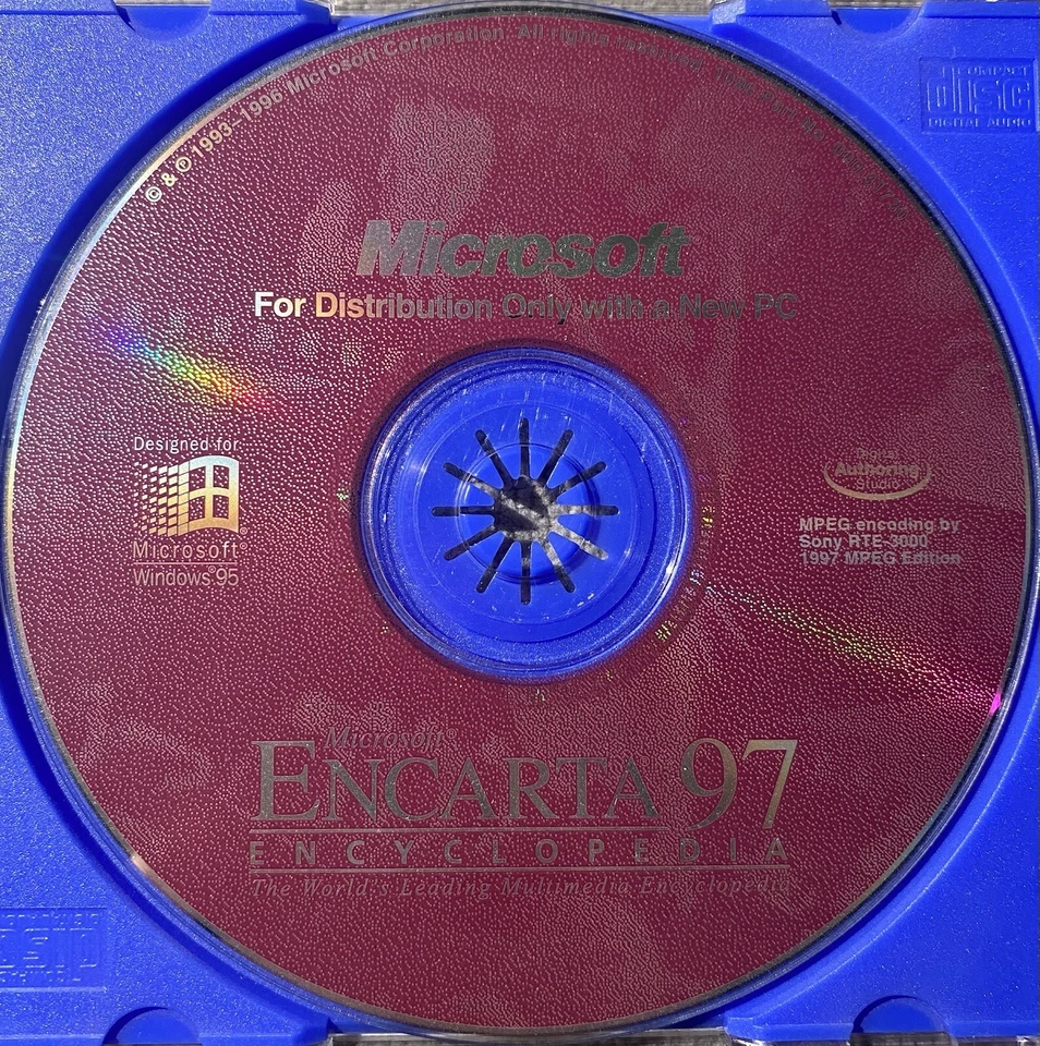 Vintage 1996 Microsoft Encarta 97 Encyclopedia PC CD ROM Windows 95 Or Higher - Image 1 of 1