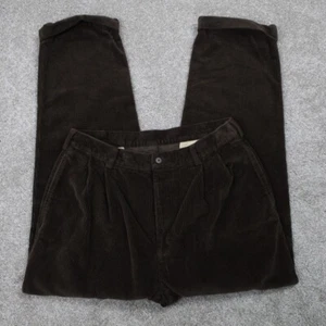 Jos. A. Bank Corduory Pants Mens 34x30 Brown Pleated Cuffed Straight Leg Chino - Picture 1 of 11