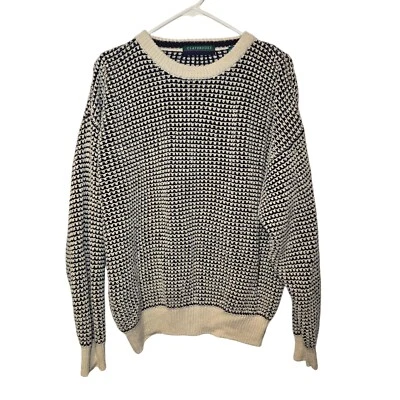 Vintage Claybrooke Mens Grandpa Black Cream Polka Dot Sweater Large - Image 1 of 4