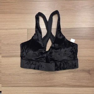 Fabletics Schwarz Crushed Velvet Sport BH Tanz Training Top Größe Medium - Bild 1 von 4