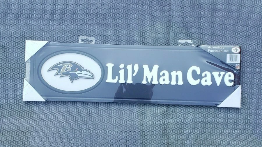 Baltimore Ravens NFL Lil' Man cueva letrero de madera marco de placa 23”x 7” Foto 1 de 1