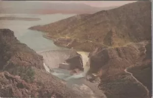 Apache Trail Roosevelt Dam Lake Arizona Albertype Hand Colored postcard LQ3 - Picture 1 of 2
