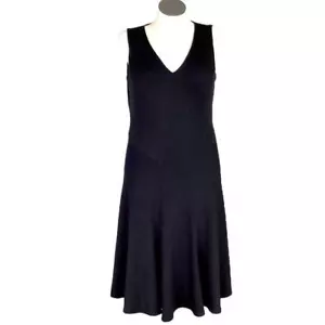Coldwater Creek Dress Women 14 Black Fit Flare Sleeveless Knit Midi LBD - Picture 1 of 6