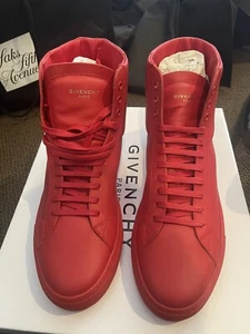 Givenchy Red High Top Leather Sneakers 42 Calf 8 9 - Picture 1 of 4