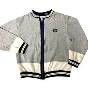 Vtg 80's MacGregor Logo Heather Gray Full Zip Tri Blend Ringer Sweatshirt L - Picture 1 of 8