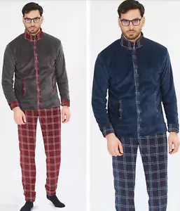 PIGIAMA UOMO PILE ZIP INVERNALE IN CORAL PESANTE TUTONE PIGIAMONE APERTO MORBIDO - Foto 1 di 3