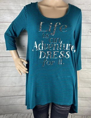 Túnica Decree grande verde azulado negro rayas Life Is An Adventure vestido para ella plateado Foto 1 de 4