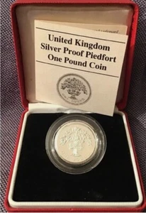 1987 United Kingdom Silver Proof Piedfort English Oak Tree £1 Coin COA Boxed - Picture 1 of 8