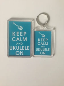 KEEP CALM AND UKELELE Keyring or Fridge Magnet GIFT PRESENT IDEA - Picture 1 of 3