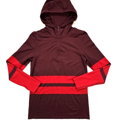 THE NORTH FACE SEGUNDA PIEL JERSEY SIN COSTURAS SUDADERA CON CAPUCHA TALLA L 1/4 CREMALLERA ROJO BORGOÑA Foto 1 de 4