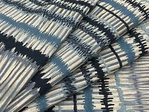 Baker Lifestyle Embroidered Printed Stripe Fabric- Toledo Indigo 4 yd PP50444.1 - Picture 1 of 6