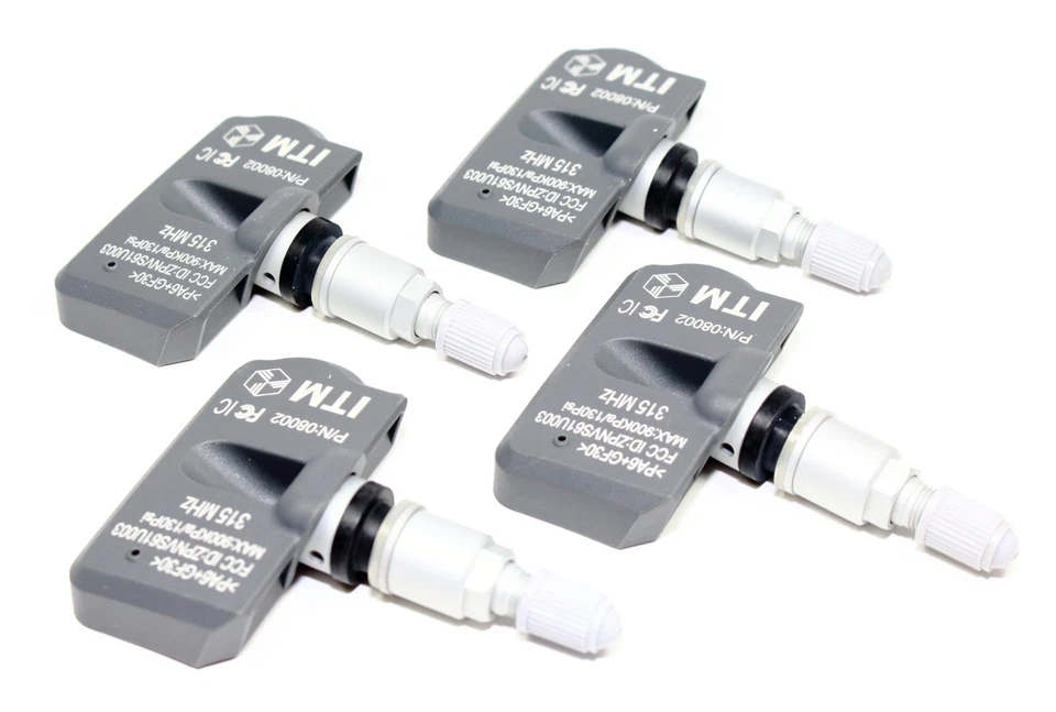 4 TPMS Tire Pressure Sensors Toyota Tacoma 315mhz Silver Aluminum Valve Stems - Image 1 of 2