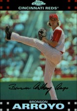 2007 Topps Chrome Refractors Cincinnati Reds Baseball Card #15 Bronson Arroyo