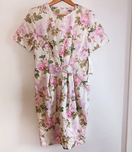 Vestido De Colección Lanz Floral Estampado Rosa Detalle Lazo Fiesta del Té EE. UU. 80 Años 90 Talla 12 Nuevo Con Etiquetas - Imagen 1 de 11