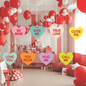 8pcs Valentines Day Hanging Decorations Hearts Ornament Ceiling Party Yard Lawn - Picture 1 of 8
