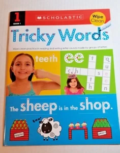 Scholastic WIPE CLEAN Grade 1 Tricky Words Book Reusable Reading Home School - Picture 1 of 3