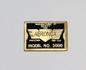 Aeronca, Scott 3000, 3-24 Steerable Tailwheel Data Plate, Brass, Acid Etche - Bild 1 von 2