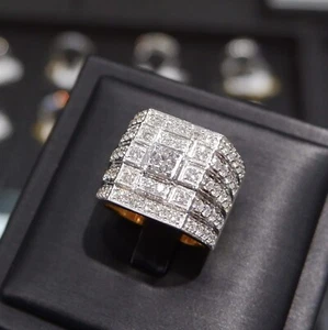 Men's Genuine Diamond Ring 18K Two-Tone Gold, 2.42CT GIA CERTIFIED Diamond Ring - Picture 1 of 11