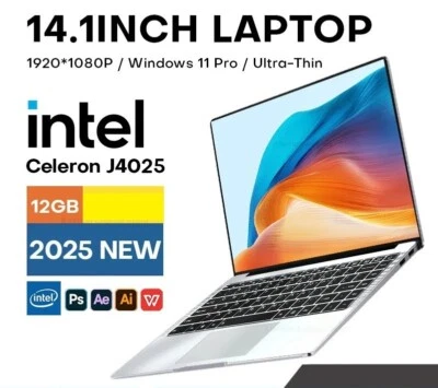 MD - Notebook Windows 11 Pro Intel Celeron J4025 12GB RAM SSD 1920*1080P PC Game - Immagine 1 di 4